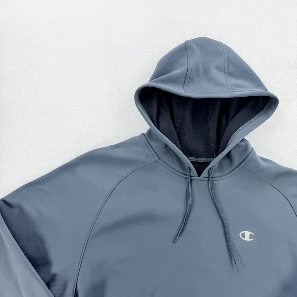 Champion Hoodie Mens XL Gray Fleece Pullover Kangaroo Pocket Logo Sweatshirt - Picture 7 of 16